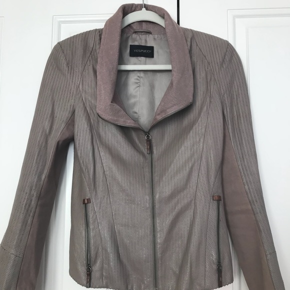 Vespucci Fitted Taupe Beige Textured leather Jacket Short Fitted NWOT Size S - Picture 2 of 8